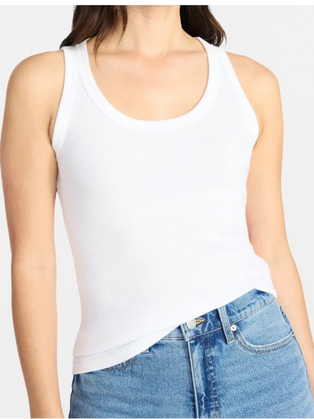 Time and Tru White Ribbed Scoop Neck Tank - 2 pack